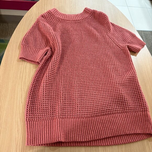 Torrid Chunky Knit Short Sleeve Sweater Size 3 3X Pink Viscose Blend Waffle Knit - Picture 1 of 3